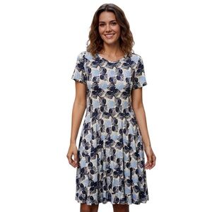Melissa Masse Chic Abstract Fit & Short Sleeve Flare Dress XS